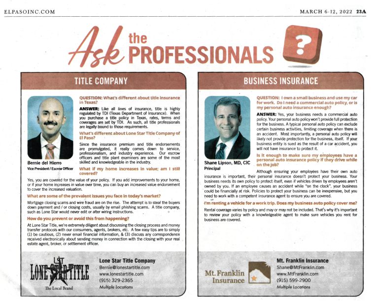 Ask the professionals- Mar 7